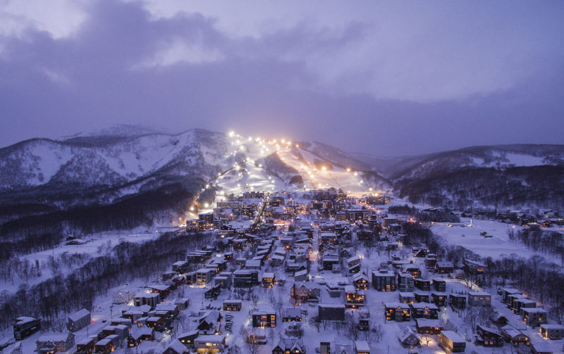 The Japanese ski town of Niseko in Hokkaido, Japan